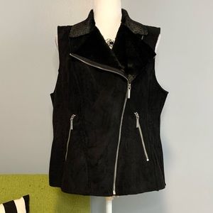 Michael Kors Black Faux Seal Fur Moto Vest 12